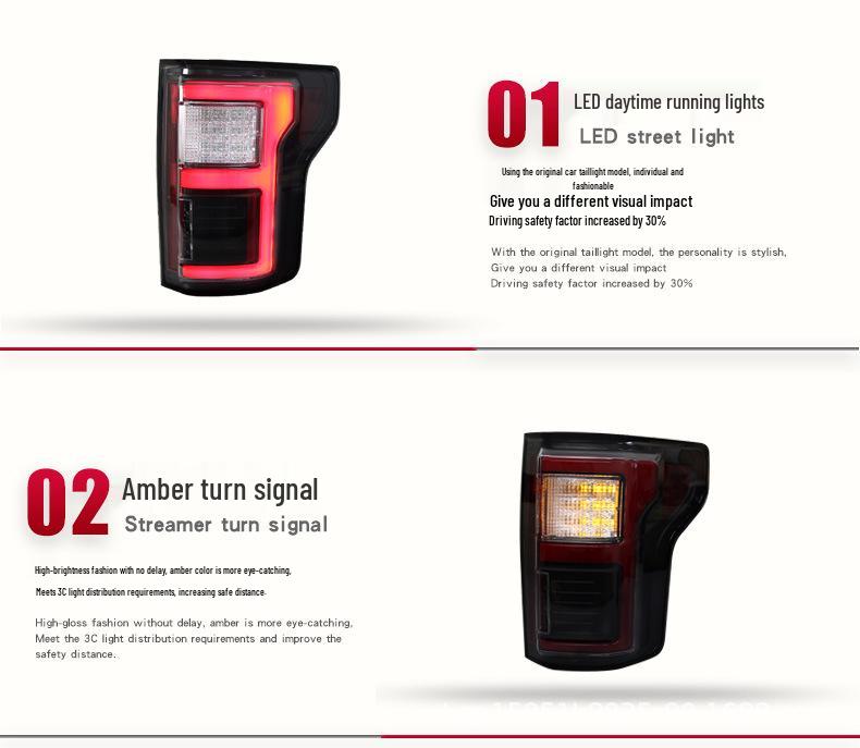 LED Taillight Assembly for 2015-2017 Ford Raptor F150: DRL, Brake, Turn Signal