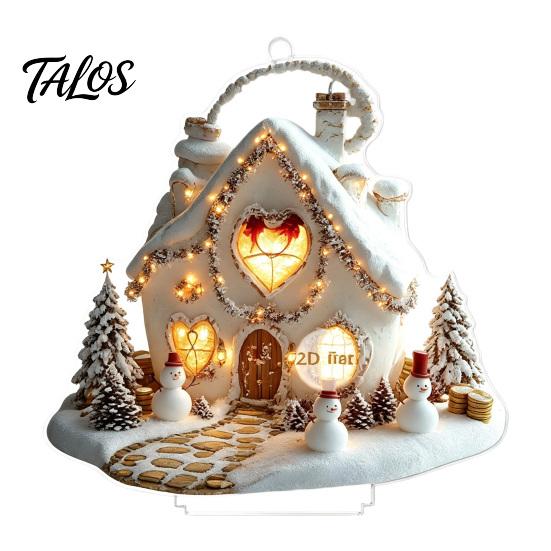 Winter Wonderland Table Decor Christmas Ornaments, Double-sided Acrylic Snowman/Santa Claus/Reindeer/Cottage Party Centerpieces Decorations