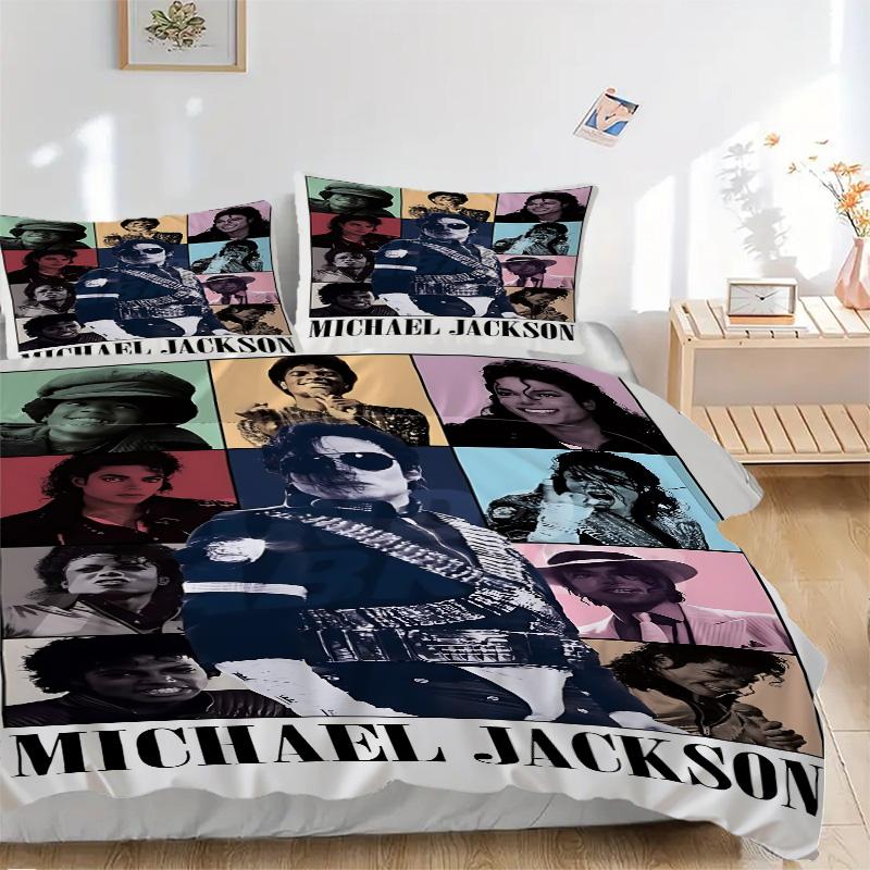 Michael Jackson Artistische Entwicklung Druck 3-teiliges Bettwäsche-Set Bettbezug mit 2 Kissenbezügen Heim-Geburtstagsgeschenk