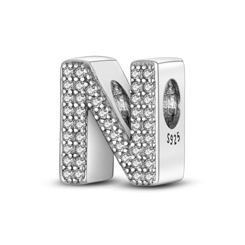 Original 26 A-Z Alphabet Letter Charms Bead Copper Fit Pendant Bracelet Necklace Diy Charm Women Girl Jewelry Gift