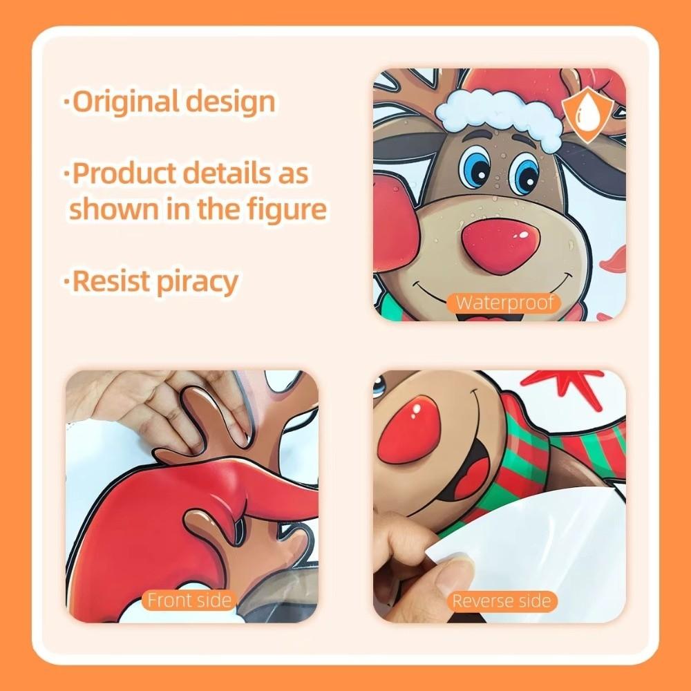 Cartoon Santa Claus Window Sticker PVC Elk Christmas Glass Window Sticker Snowman Self-Adhesive Christmas Decoration Background
