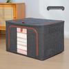 Cotton Linen Foldable Quilt and Clothes Storage Box with Steel Frame - Large Capacity Wardrobe Organizer