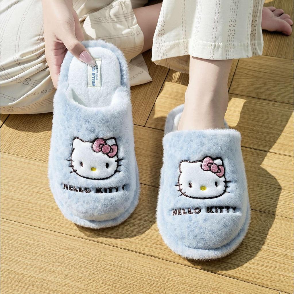 Sanrio Kočička s leopardím vzorem Dámské zimní teplé protiskluzové pantofle