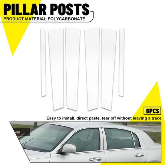 Polycarbonate 6PCS Chrome Pillar Post Trim FOR 1998-2011 Lincoln Town Car EOA