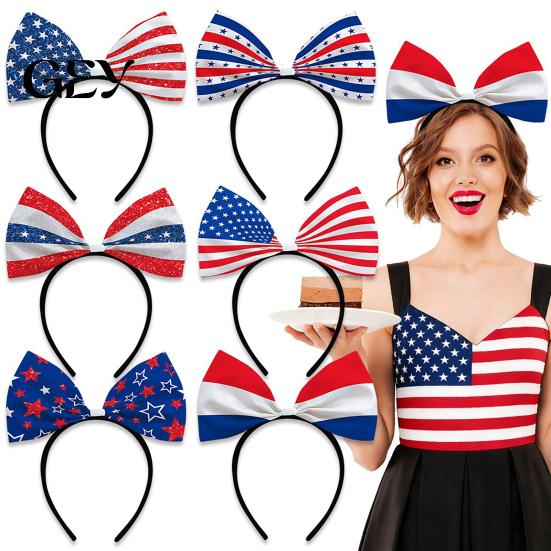Fascia Personalizzata per Festival Fascia 4 Luglio, Accessori per Capelli Giorno dell'Indipendenza, Cerchio con Fiocco Rosso Bianco Blu per Donne Forniture per Feste Patriottiche