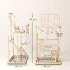 95 cm Wooden Bird Playground with Ladders, Chain Toy, Stainless Steel Cups and Tray, Bird Cage Accessories, Natural