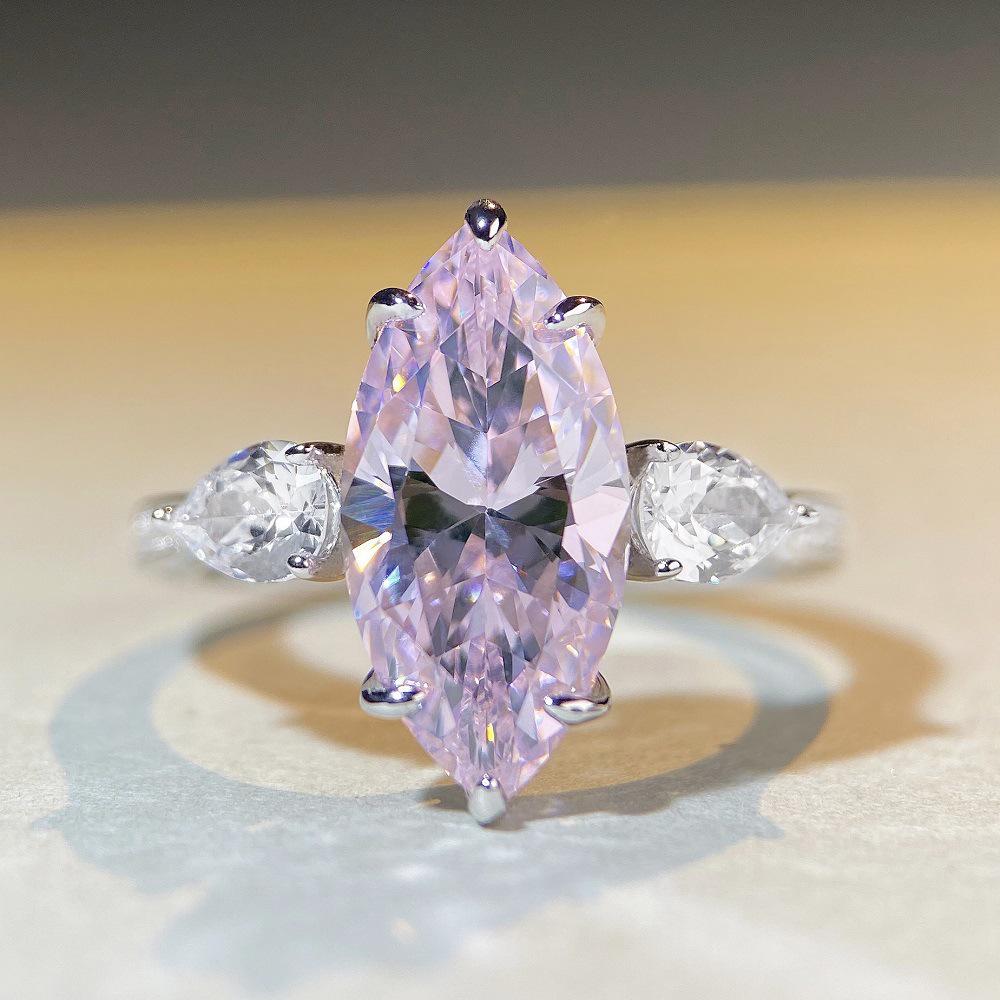 Nine Beauty High Carbon Diamond 7 Carat Zircon Marquise Ring for Women In S925 Sterling Silver