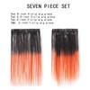 Extensii de Păr cu Clips 7 Bucăți cu 16 Clipsuri Păr Scurt Drept Piese de Păr Culoare Ombre Negru Portocaliu