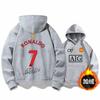 Football Cristiano Ronaldo No. 7 Hooded Sweatshirt, Autumn Youth Trendy Loose Football Training Hoodie Jacket