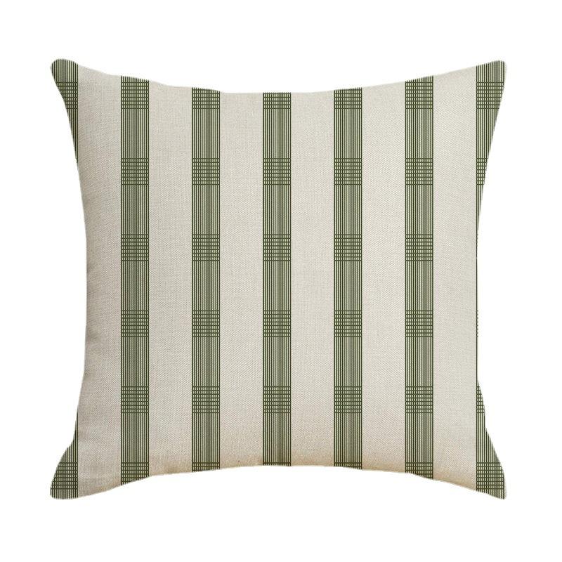 Light Luxury Green Linen Sofa Pillow Dark Green Geometric Pattern Pillow Bedside Cushion Cushion Pillow Cover