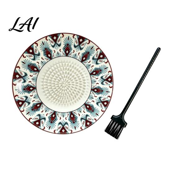 Ceramic Garlic Grater Ginger Grater 2-in-1 Manual Shredder Plate for Kitchen Cooking Flat Durable Gadget Base Easy-Clean Tool Fresh Fruit Puree And