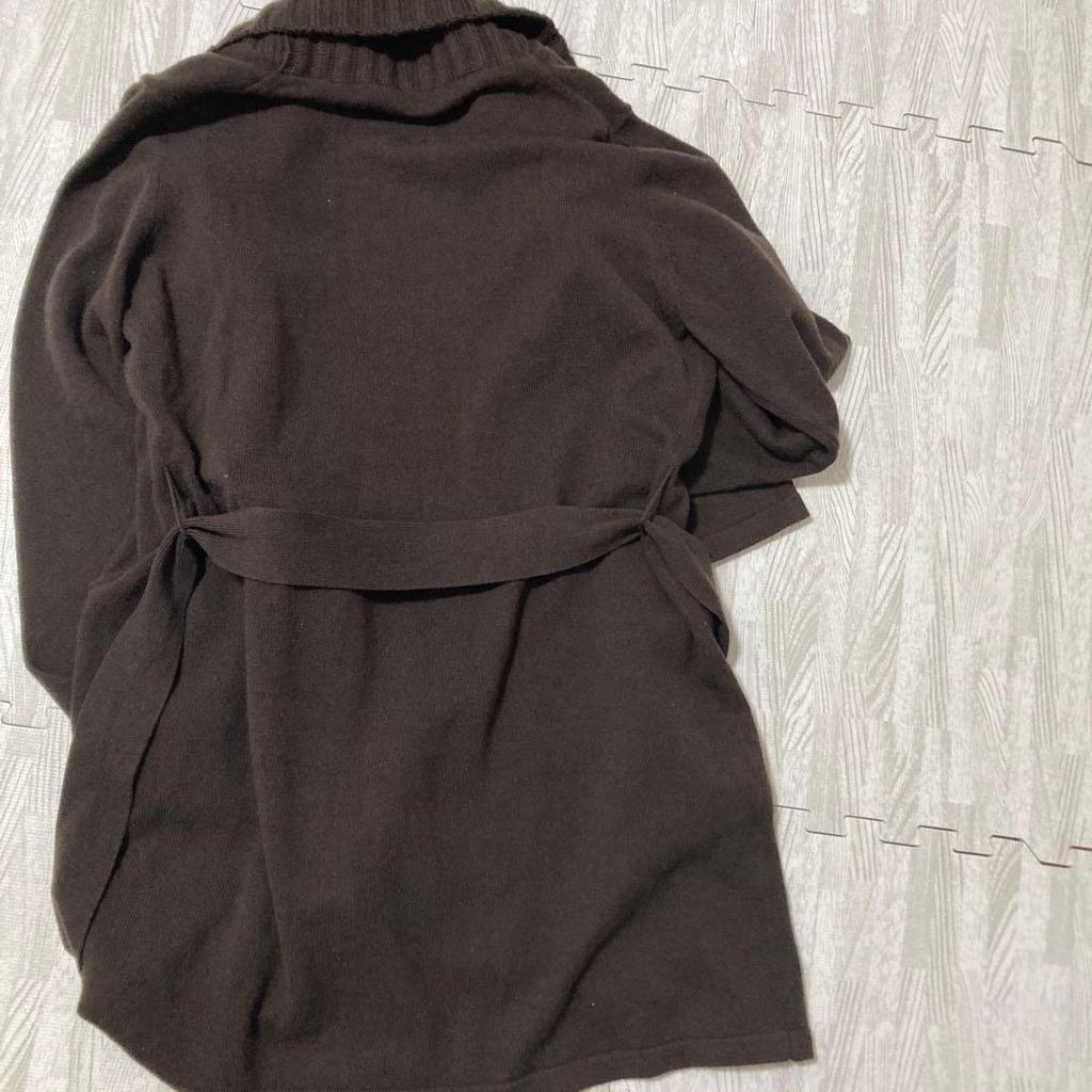 Used New, unused, dark brown, long knit cardigan, L size (Wool/Cashmere)