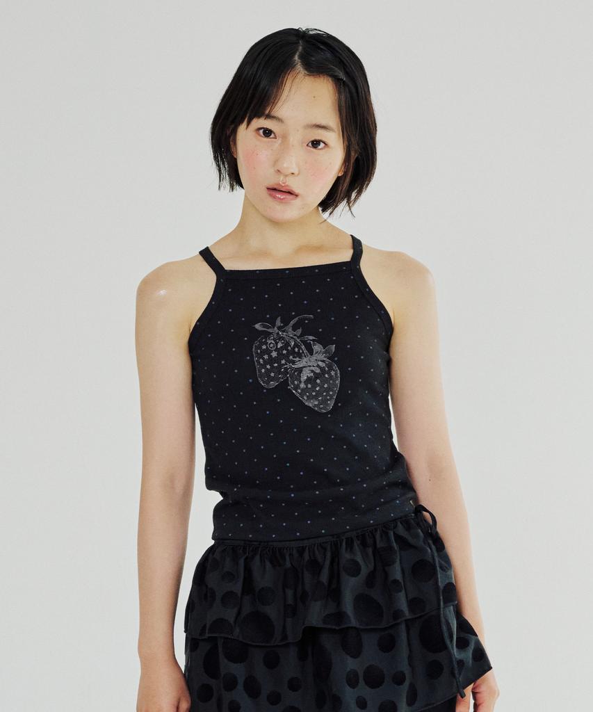 Isjabaibeu Dot Star Strawberry Sleeveless