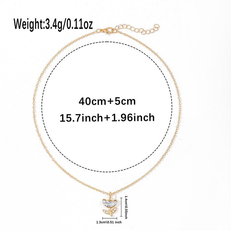 Sweater chain light luxury European and American autumn and winter jewelry women's versatile alloy pendant niche diamond-encrusted flower necklace