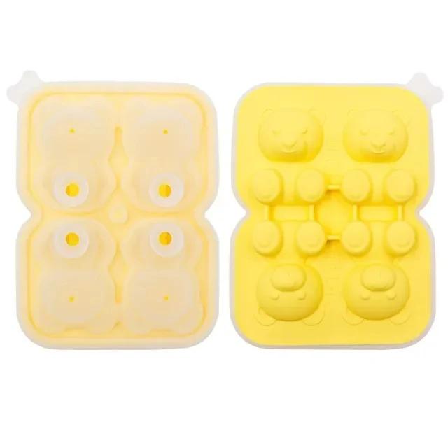 2/4/6 Grids Ice Cube Bear-Shaped Silicone Molder 3d Kawaii Bear Summer Relieve The Heat Diy Drink Ice Coffee Ice Cube Trays Mold