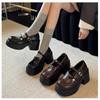Women's Thick Bottom 8CM Heels Mary Jane Shoes Retro Preppy Style Leather Dumpy Uniforms Autumn JK Platform Shoes for Students