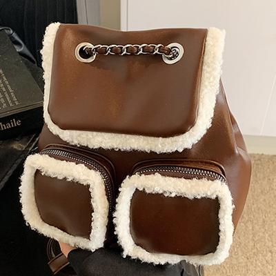 Simple Backpack Bag Women's College Style Commuter Schoolbag 2025 Autumn New Trendy Retro High-value Rough Edge Backpack