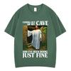 Jesus Coming Out of My Cave and Ive Been Doing Just Fine Funny Meme Tshirt Men Women Fashion Casual Hiphop Cotton Tshirts