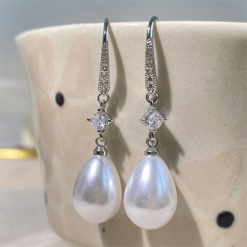 Fashion Water Drop Zircon Zircon Dangle Earrings for Women Bridesmaid Wedding Zircon