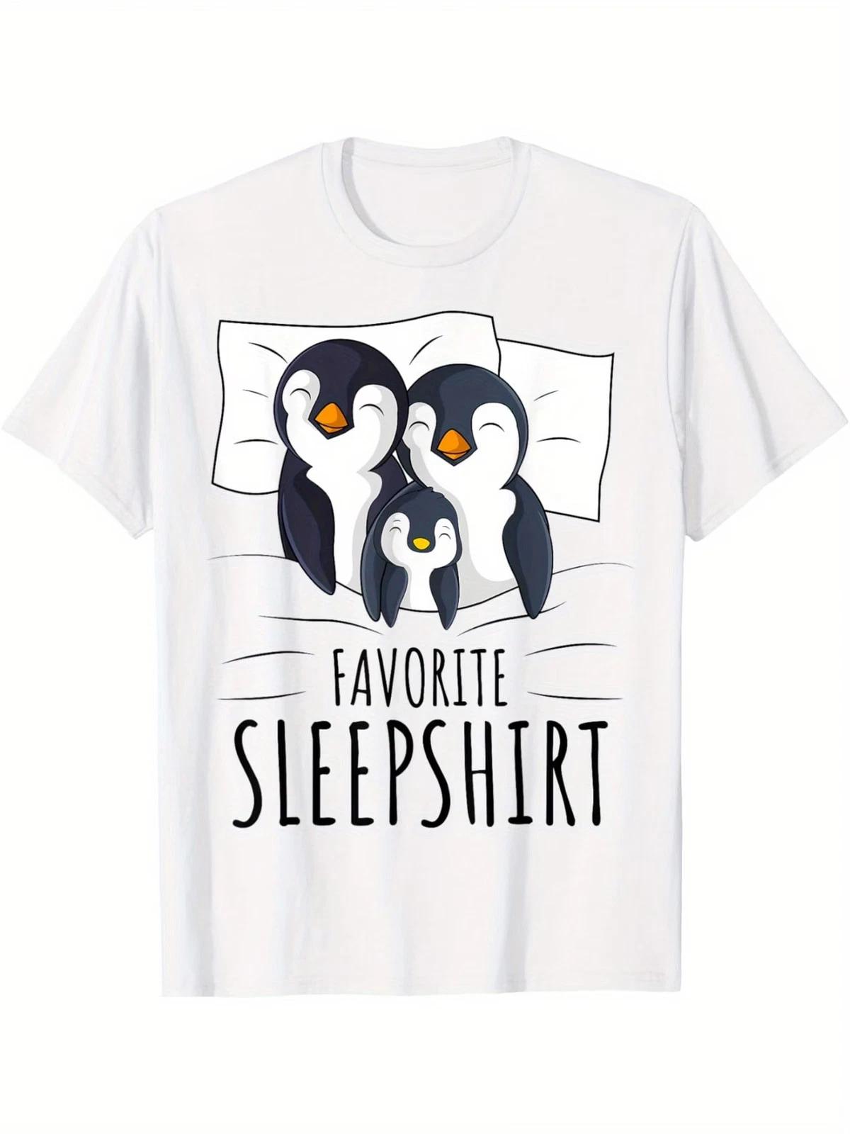 Sleeping Penguin Pyjamas Penguin Lover Favorite Sleepshirt T-Shirt Summer Comfor XXL