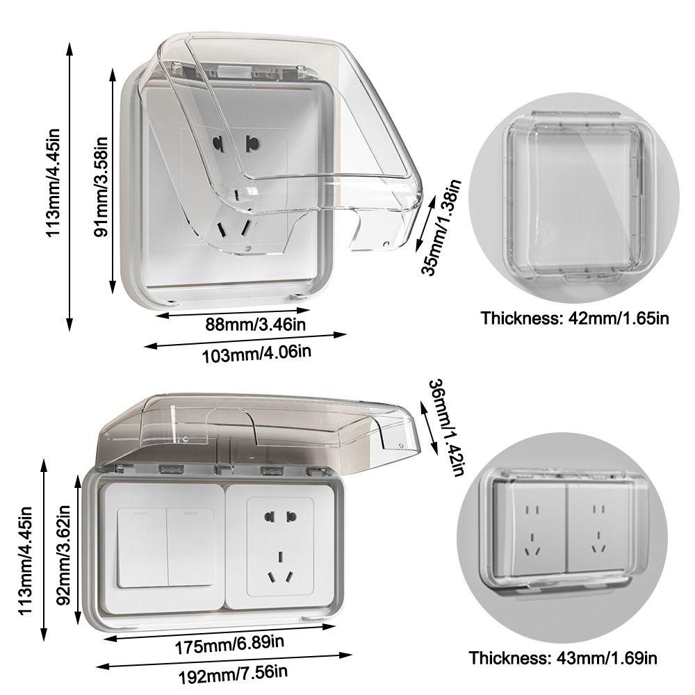 Durable 86 Type Switch Protective Cover Self-Adhesive Splash-Proof Electric Plug Cover Power Outlet Waterproof Plug Box for Home