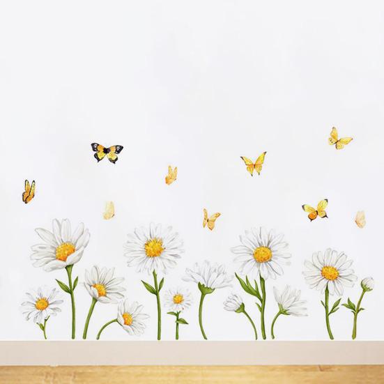 Flori Sălbatice de Primăvară Autocolant Static pentru Geamuri Flori de Grădină Fluturi Decalcomanii pentru Geamuri Sticker Static Reutilizabil pentru Uși de Sticlă Ferestre