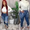 High-Waisted Stretch Slim Fit Denim Jeans Women Black Dark Blue Mid-Stretch Cotton Blend Pencil Leg Style