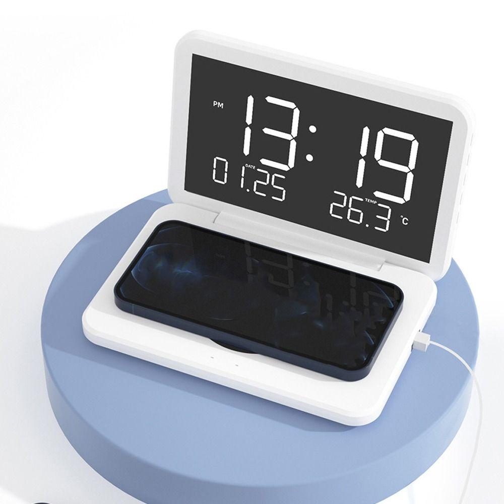 Intelligent Recognition Wireless Charger Alarm Clock Temperature Display Smart Digital Alarm Clock Plastic LED Mirror