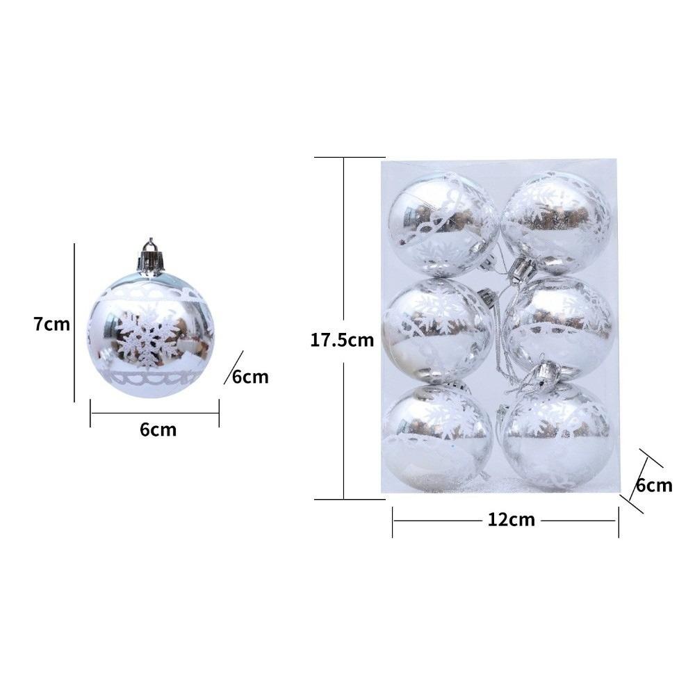 6PCS New Plastics Christmas Ball Pendant 6cm Electroplated Xmas Tree Charm DIY Xmas Tree Ornament Merry Christmas