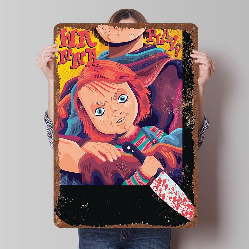 Child's Play Print Tinplate Posters Custom Wall Art Vintage Metal Tin Signs Retro Tin Plaque for Bathroom Decor Home Decorations