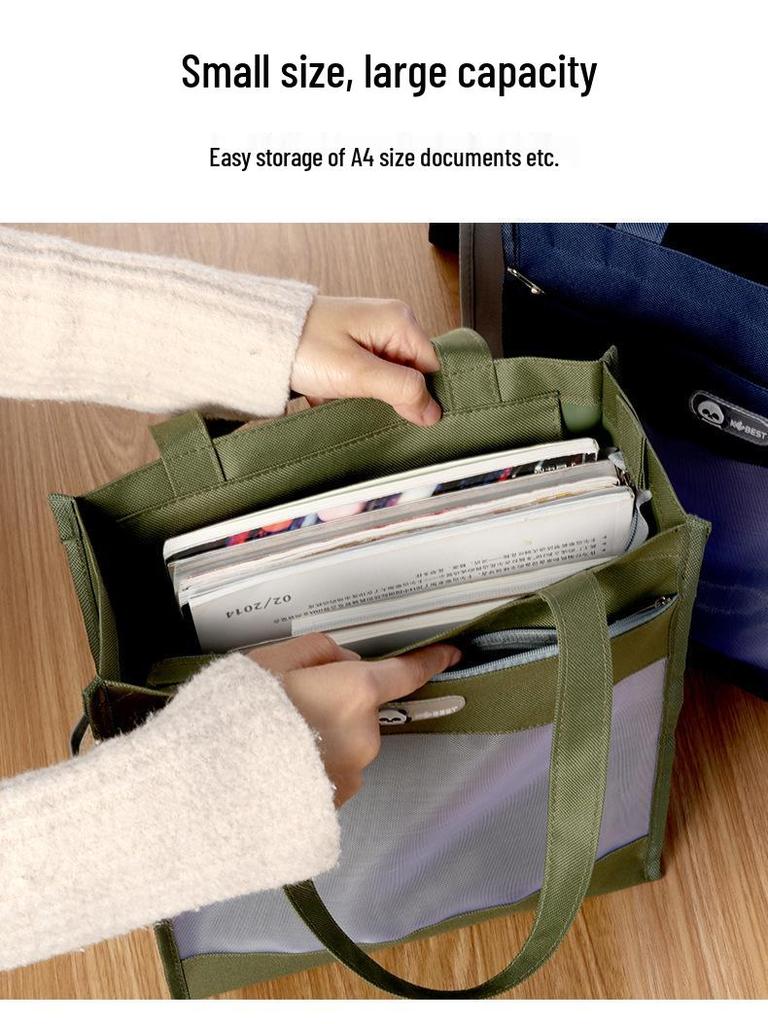 KOBEST Kangbai Student Art Tote: A4 Transparent Mesh Bag with Large Capacity for Books and Supplies.