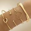 Striped rhombus pattern exaggerated personalized twist design multi-layer opening stacked bracelet women's bracelet set