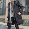 Men Down Jacket Fur Collar Hooded Long Sleeve Solid Color Winter Coat Zipper Placket