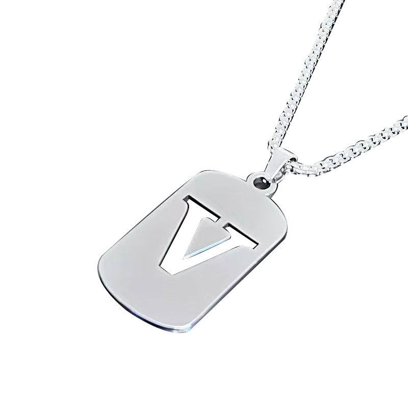 26 Letters English Titanium Steel Necklace Men'S And Women'S Versatile Sweater Sweater Chain Simple Fashion Collarbone Chain