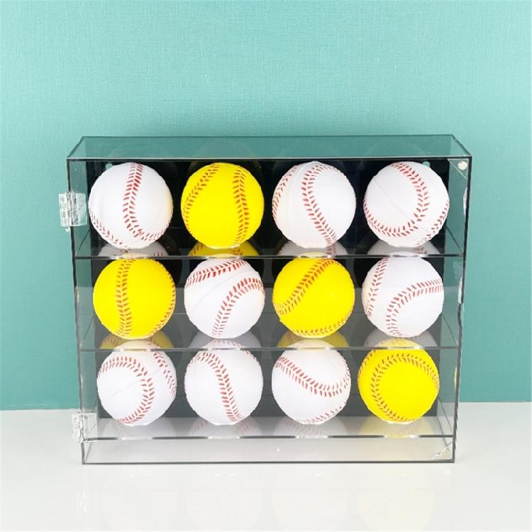 Space Saving Acrylic Sports Balls Display Stand Wall Mounted Clear Rack for 12 Slot Baseball Table Tennis Storage Box