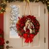Red Christmas Wreath 2D Oil Lamp Door Hanging Artificial Garland Wooden Reusable Christmas Ornaments Fireplace Mantel