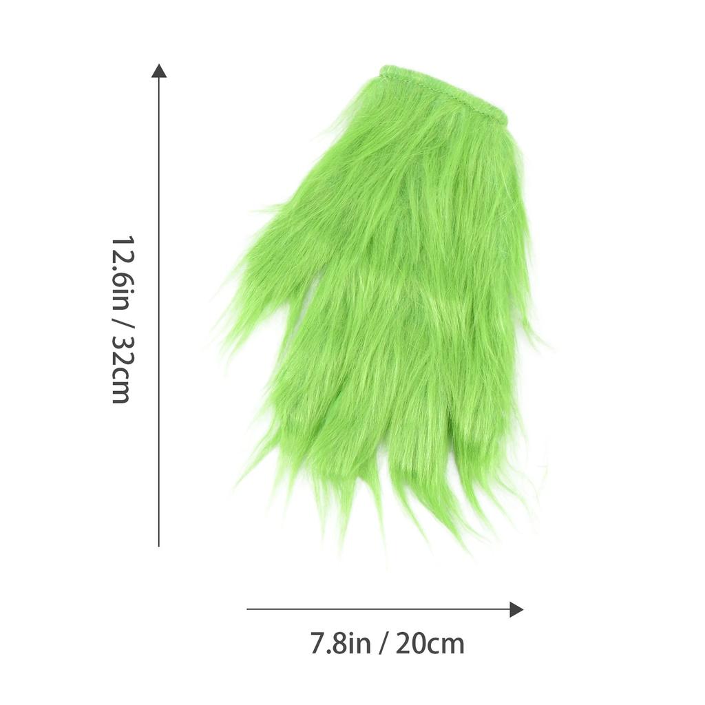 Monster Santa Costume Set - Green Beard, Furry Hat & Gloves For Halloween & Christmas Cosplay, Carnival Party Accessories