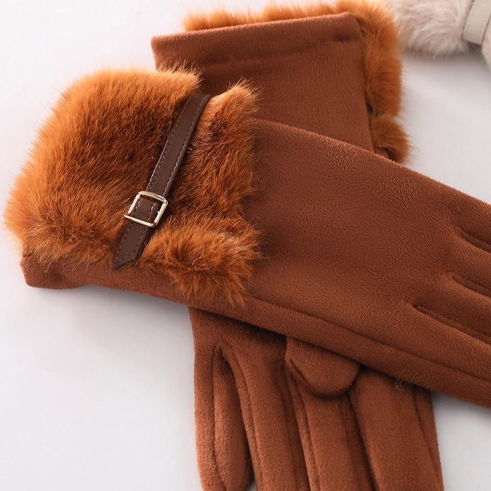 Velvet Women Gloves Thick Cycling Mittens Fashion Winter Suede Gloves Outdoor
