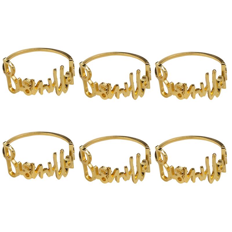 

6 шт. Кольца для салфеток Золотой сплав Буква Держатель для салфеток Мусульманский Исламский Рамадан Карим Декор для вечеринки Подарки Ид Мубарак