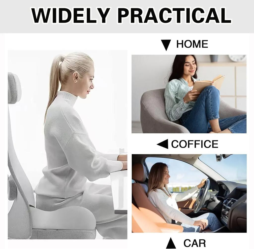 Memory Foam Seat Cushion Office Chair Pad Extra Thick for Long Sitting Support Orthopedic Car Seat Cushion for Back Pain Relief