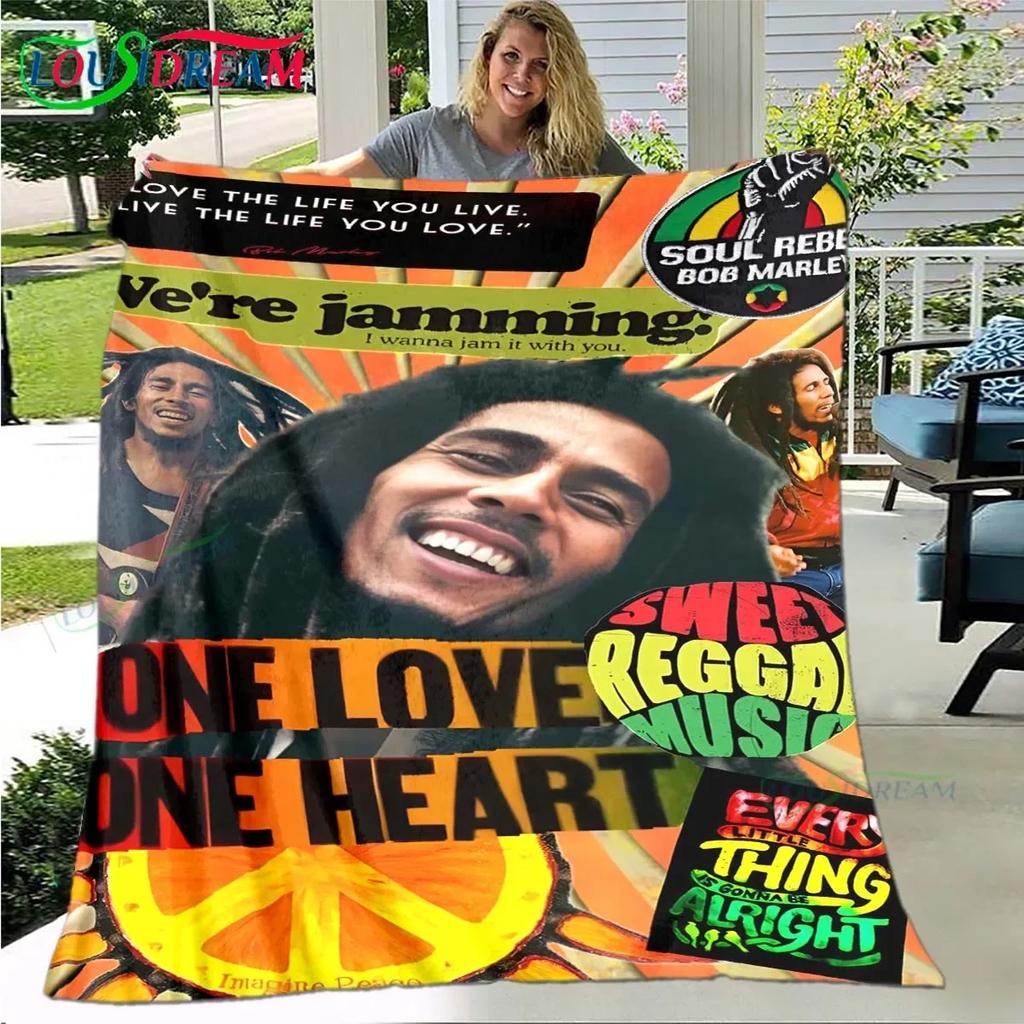 Pop Singer R-Reggae Bob Marley Four Seasons Blanket Sofa Cover Travel Bed Plush Blanket Travel Office Break Blanket Gift