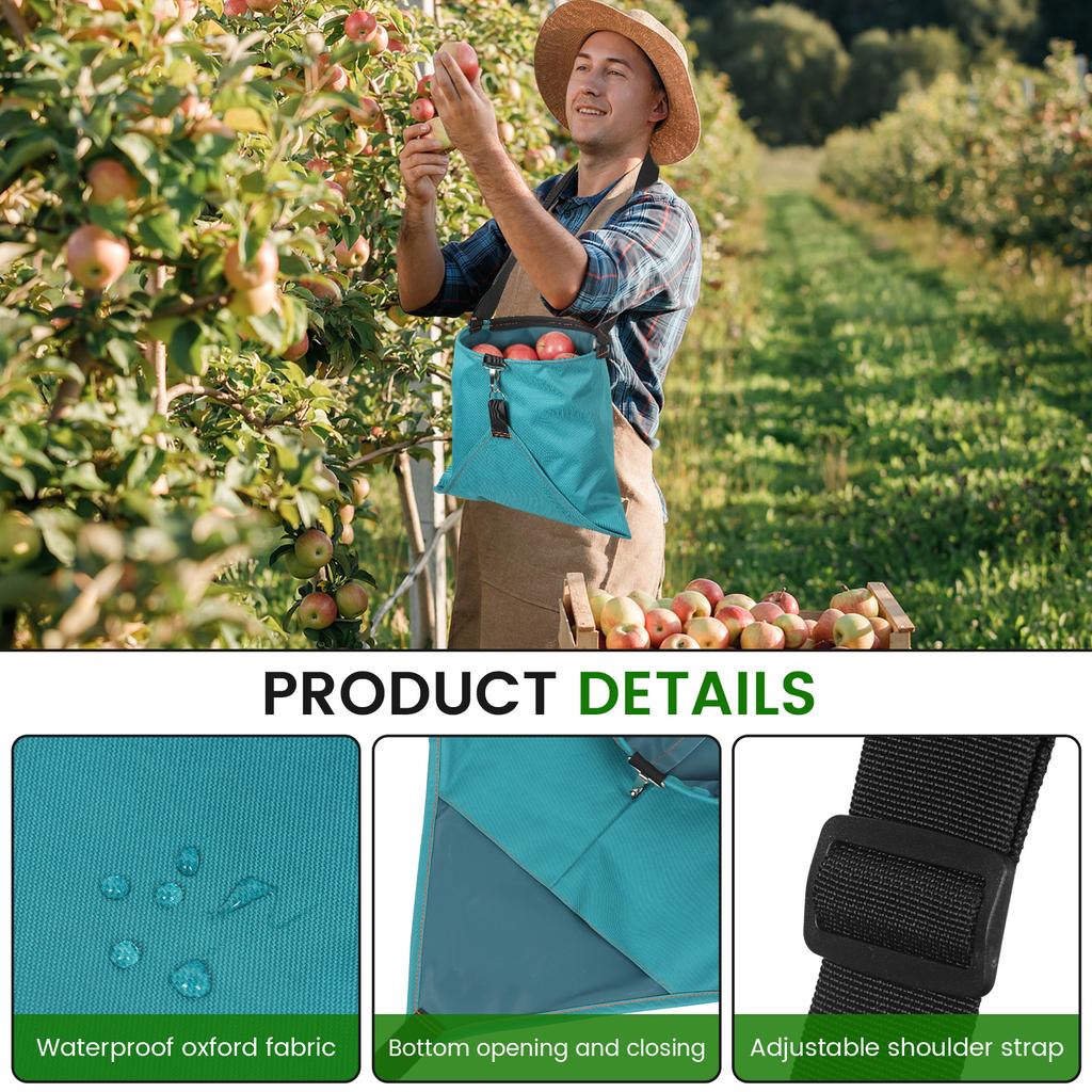 Grande Borsa per la Raccolta della Frutta Impermeabile 600d Contenitore per Frutta Raccolta Grembiule da Giardino Tasca per Frutteto Esterno, Fattoria, Giardino, Verdura
