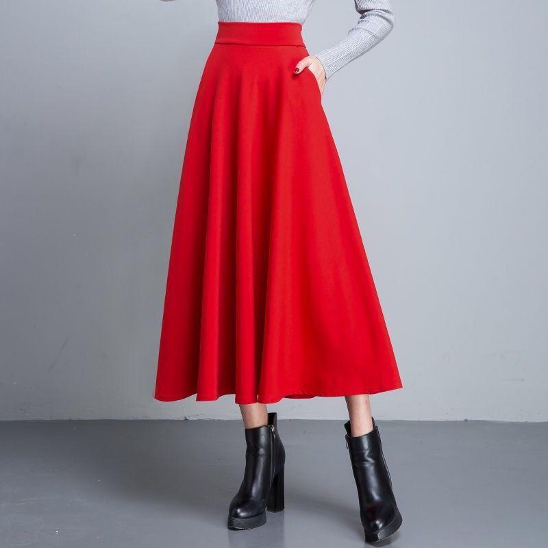 Gonna a trapezio a vita alta versatile da donna 2022 - Gonna da ballo coreana per quattro stagioni, di grandi dimensioni, snellente