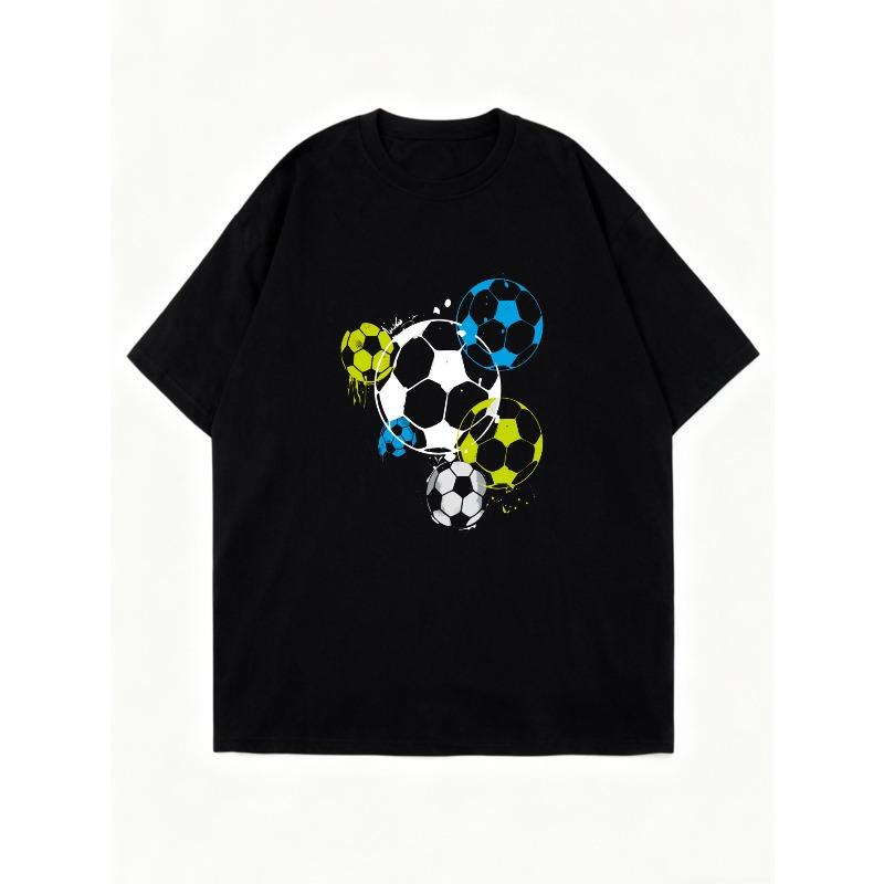 Oversized T Shirt Dress Black Soccer Ball Print Casual Wear For Women