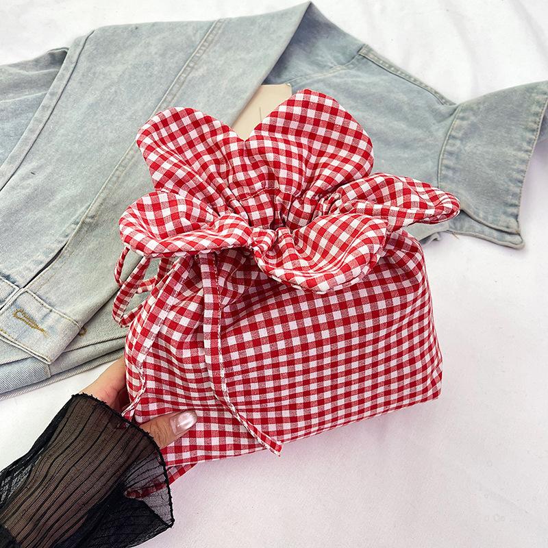 

New messenger small bag female high-end fairy bow pleated cloud bag cute popular bucket bag красный