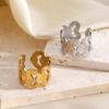 Stainless Steel Gold Color Hollow Heart Open Ring for Women Exaggerated Metal Geometric Wrapped Adjustable Rings Jewelry Gifts