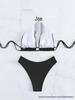 2025 Stylish Chain-Detail Split Bikini Swimsuit - European/American Women's Swimwear