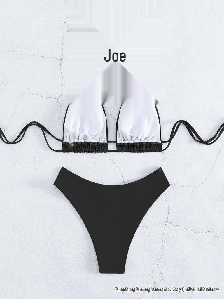 2025 Stylish Chain-Detail Split Bikini Swimsuit - European/American Women's Swimwear