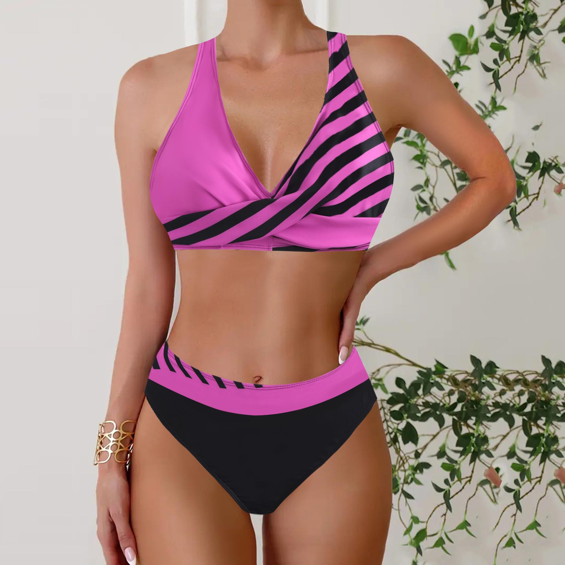 

Женский комплект бикини, сексуальный купальник, купальник из двух частей, купальные костюмы, боди, пляжная одежда, купальные комплекты больших размеров 5XL ярко-розовый