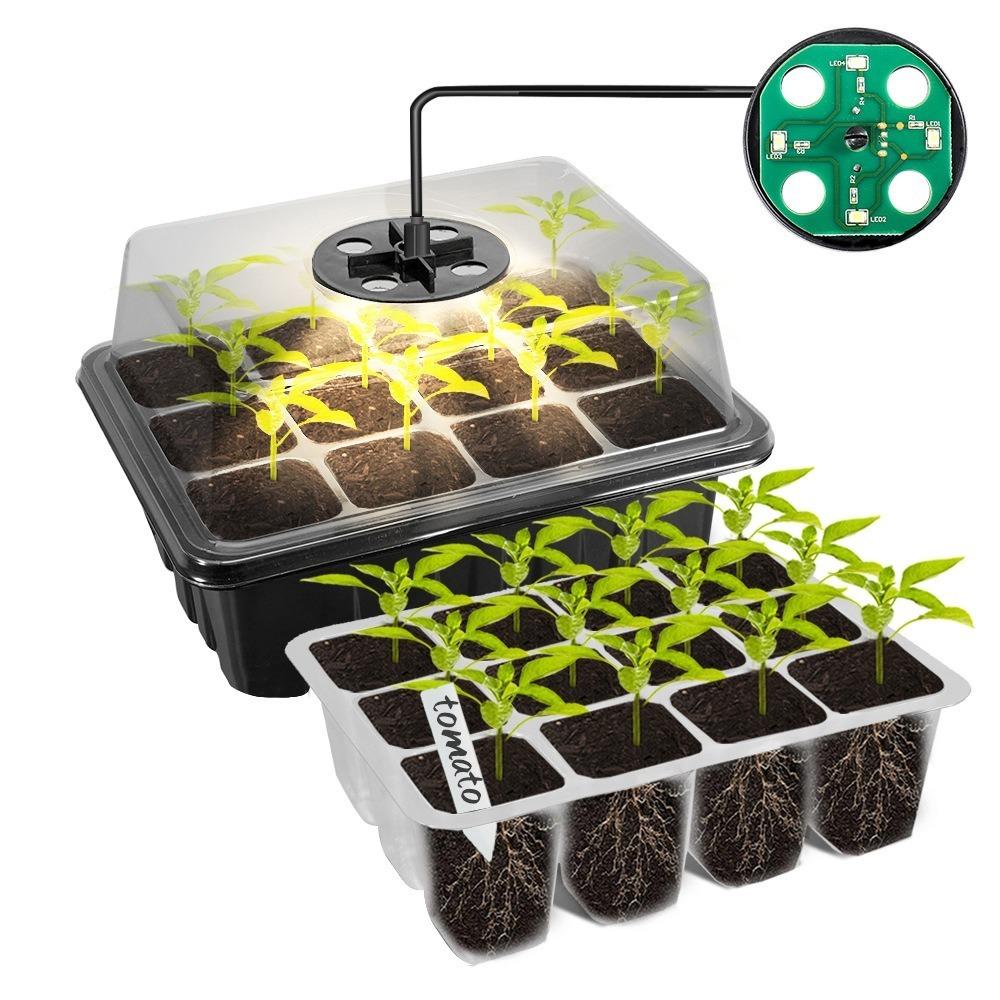 Mini Greenhouse Seed Starter Tray 6/12Grids Plant Starter Kit New Plant Germination Base  Garden
